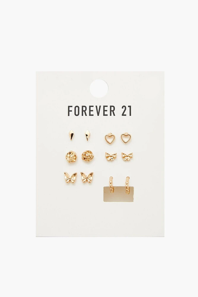 Butterfly Stud & Hoop Earring Set