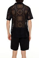 Allover Lace Pattern Button-Down Shirt