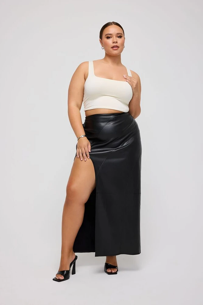 Plus Faux Leather Maxi Skirt