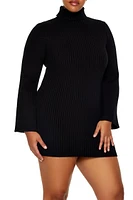 Plus Turtleneck Mini Sweater Dress