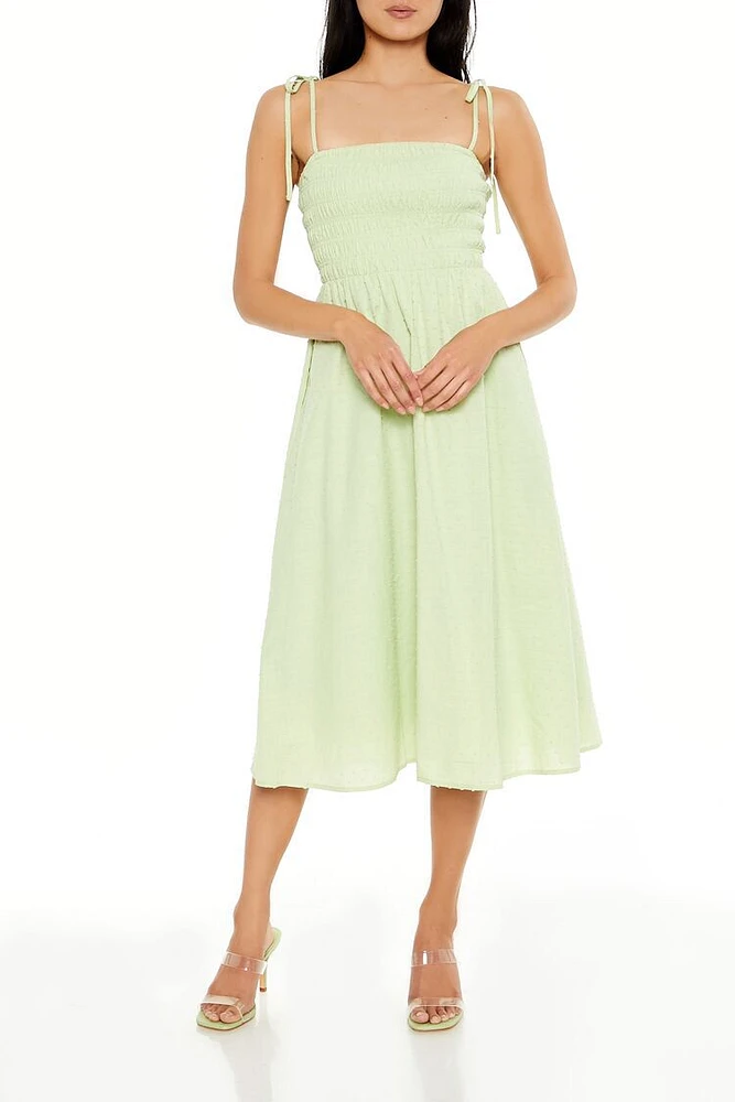 Clip Dot Tie-Strap Midi Dress