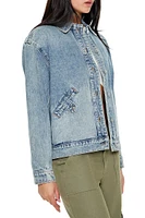 Studded Denim Bomber Jacket