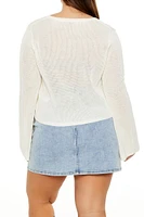 Plus Lace Tie-Front Cardigan Sweater