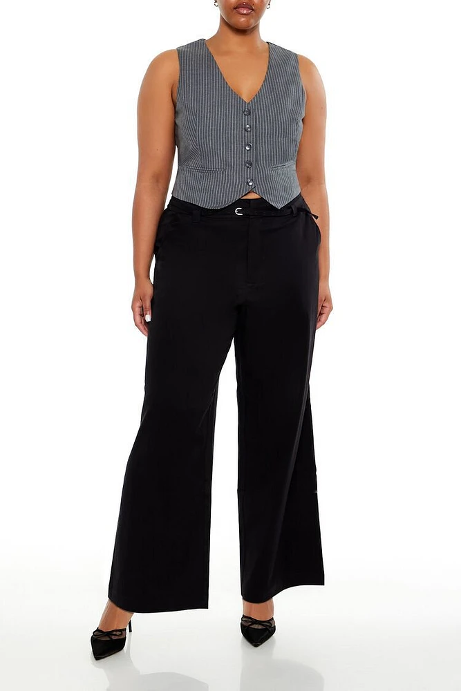 Plus Belted Straight Pants