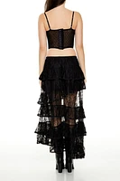 Sheer Flounce Maxi Skirt
