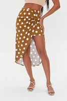 Knotted Polka Dot Midi Skirt