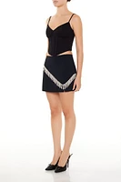 Rhinestone-Fringe Mini Skirt