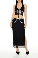 Two-Tone Halter Top & Skirt Set