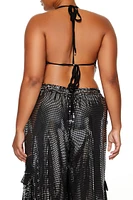 Plus Shimmer Cropped V-Hem Halter Top