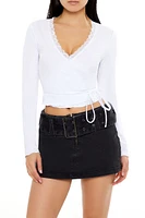 Lace-Trim Wrap Crop Top