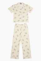 Girls Bow Shirt & Pants Pajama Set (Kids)