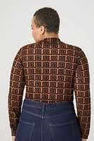 Plus Spiral Geo Print Bodysuit