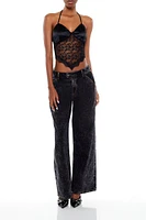 Sheer Lace Halter Crop Top