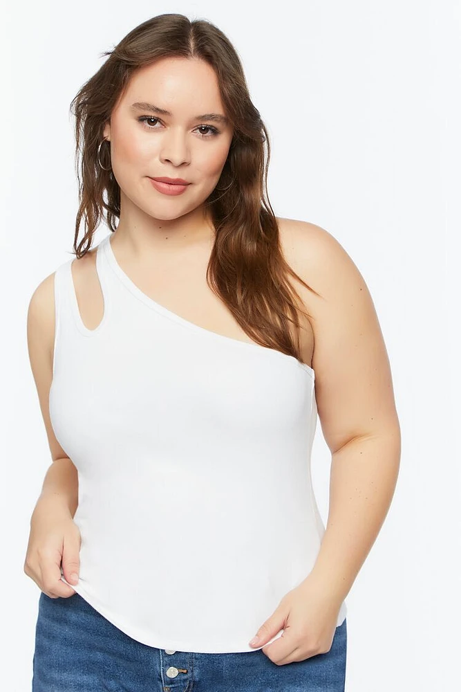 Plus One-Shoulder Cutout Top