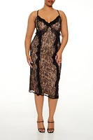 Plus Ruffle Lace Midi Dress
