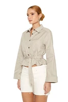 Twill Belted Bell-Sleeve Jacket