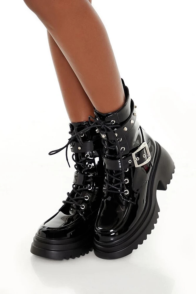 Strappy Buckled Combat Boots