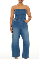 Plus Denim Wide-Leg Jumpsuit