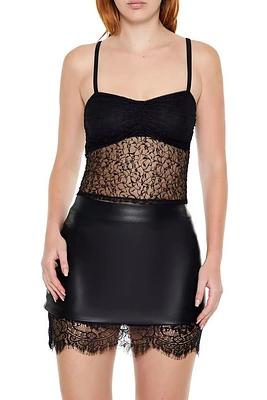 Sheer Ruched Lace Cami