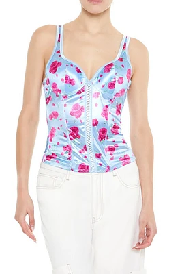 Rose Print Bustier Tank Top