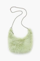 Faux Fur Crescent Shoulder Bag