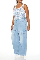 Plus Wide-Leg Cargo Jeans