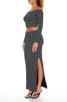 Striped Crop Top & Maxi Skirt Set