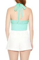 Gauze Halter Crop Top