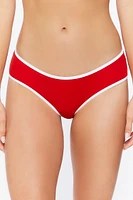 Contrast-Trim Hipster Bikini Bottoms