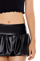 Faux Leather Bubble Mini Skirt