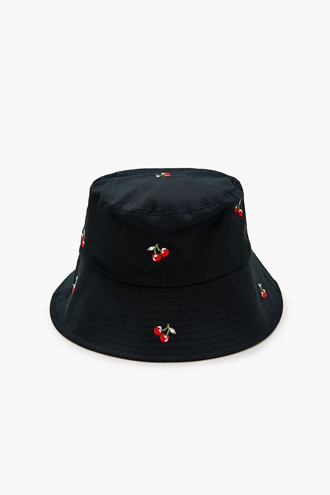 Cherry Embroidered Bucket Hat