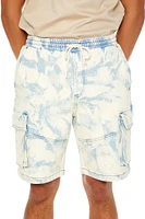 Bleach Dye Denim Cargo Shorts