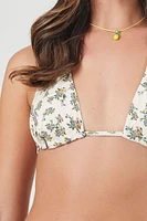 Floral Print Triangle Bikini Top