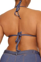Plus Denim Bikini Top