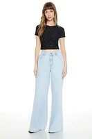 Cropped Eyelet Tee