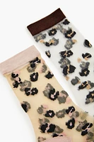 Sheer Leopard Crew Sock Set - 2 pack
