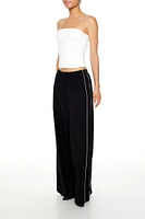 Piped-Trim Wide-Leg Pants