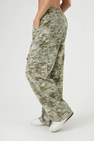 Twill Camo Print Cargo Pants