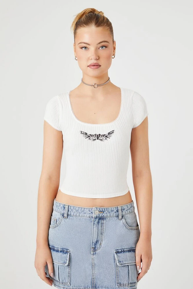 Heart Graphic Cropped Tee