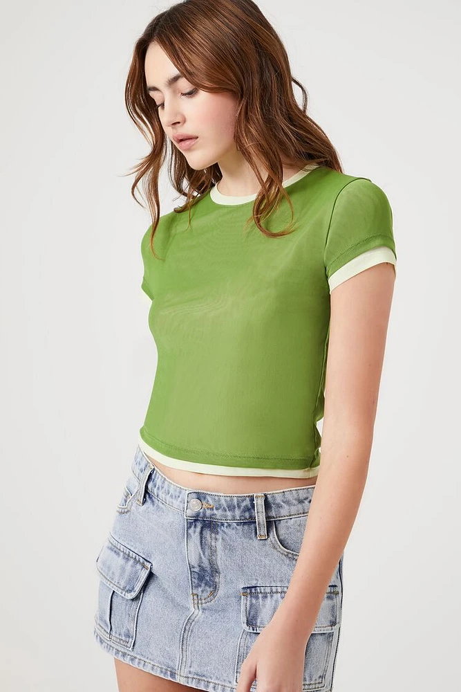 Mesh Cropped Combo Tee