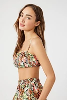 Floral Print Shirred Bralette