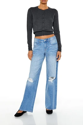 Distressed Low-Rise Straight Jeans