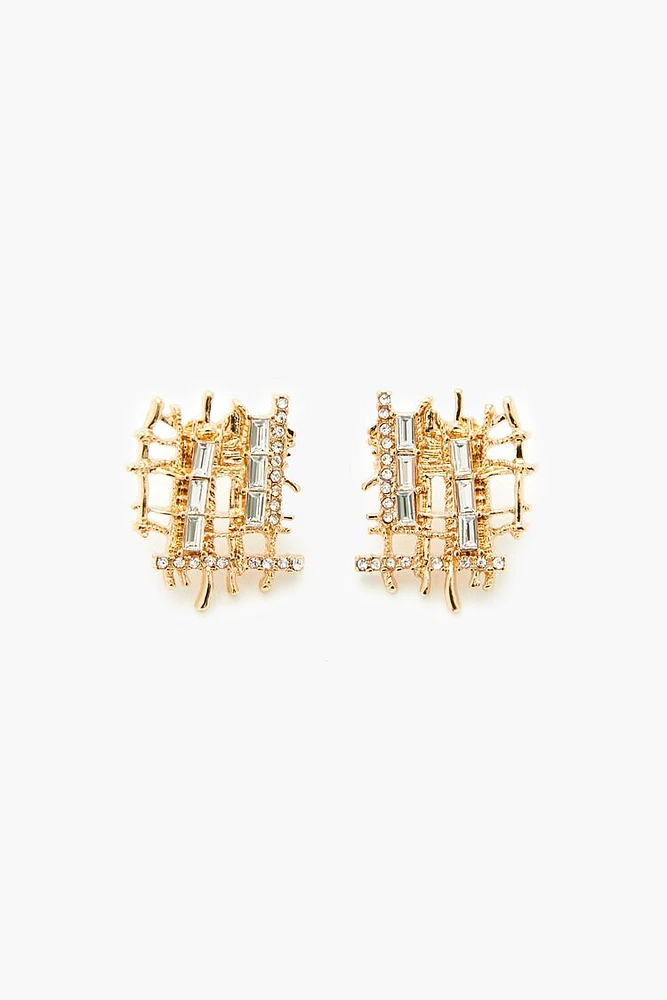 Rhinestone Crosshatch Stud Earrings