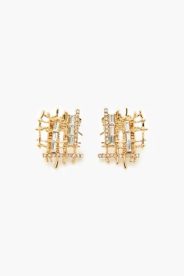 Rhinestone Crosshatch Stud Earrings