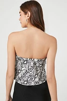 Satin Snake Print Tube Top