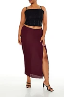 Plus Lace-Trim Maxi Skirt