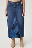 Patchwork Denim Maxi Skirt