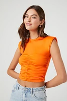 Ruched Cap-Sleeve Crop Top