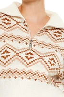 Geo Print Half-Zip Sweater