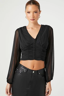 Peasant-Sleeve Crop Top